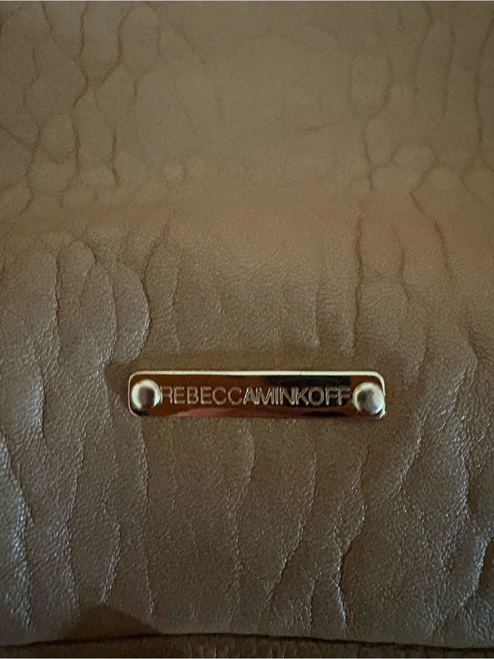 Rebecca Minkoff Textured Taupe Brown Satchel with Stud Accents